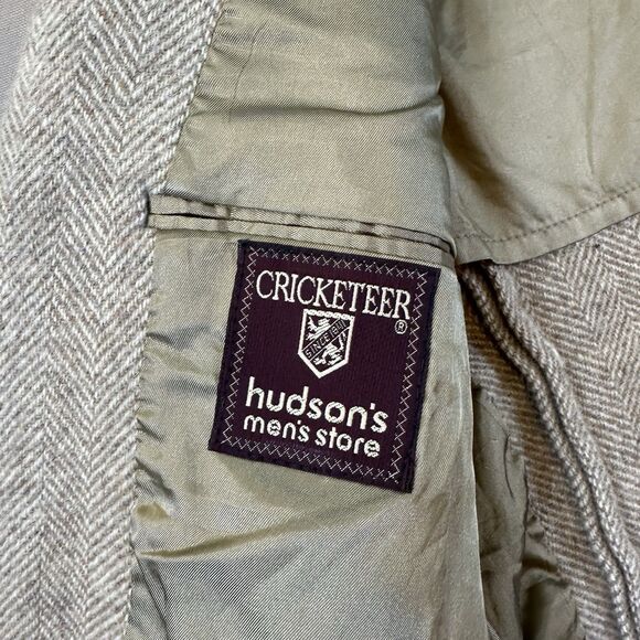 VTG Cricketeer Tweed Herringbone Blazer Sport Coat Men 40R Wool 2 Button (wood) - Picture 6 of 10